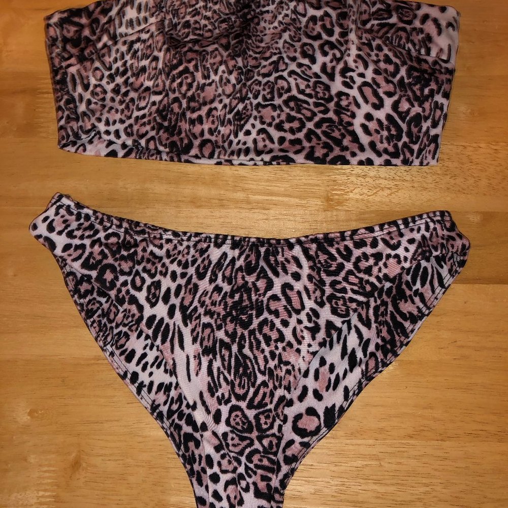 Fashion nova cheetah print 2 piece bandeau size S